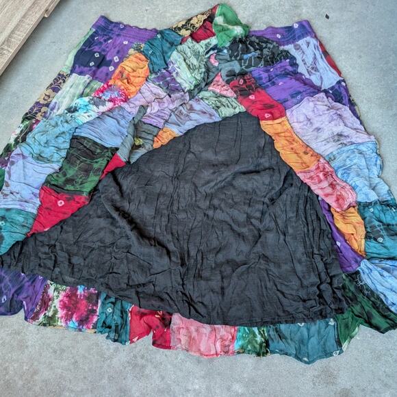 Vintage Patchwork Maxi Skirt Size 3X Multicolored Boho Festival Eclectic Alt - Picture 3 of 9